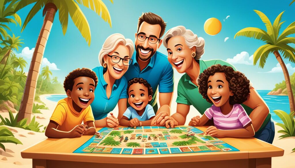 Family playing a board game