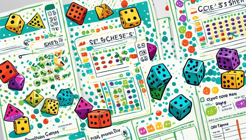 score sheets for dice games